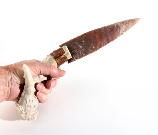 Jasper knife With Deer Antler Handle
