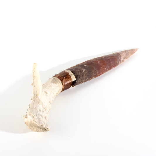 Jasper knife With Deer Antler Handle